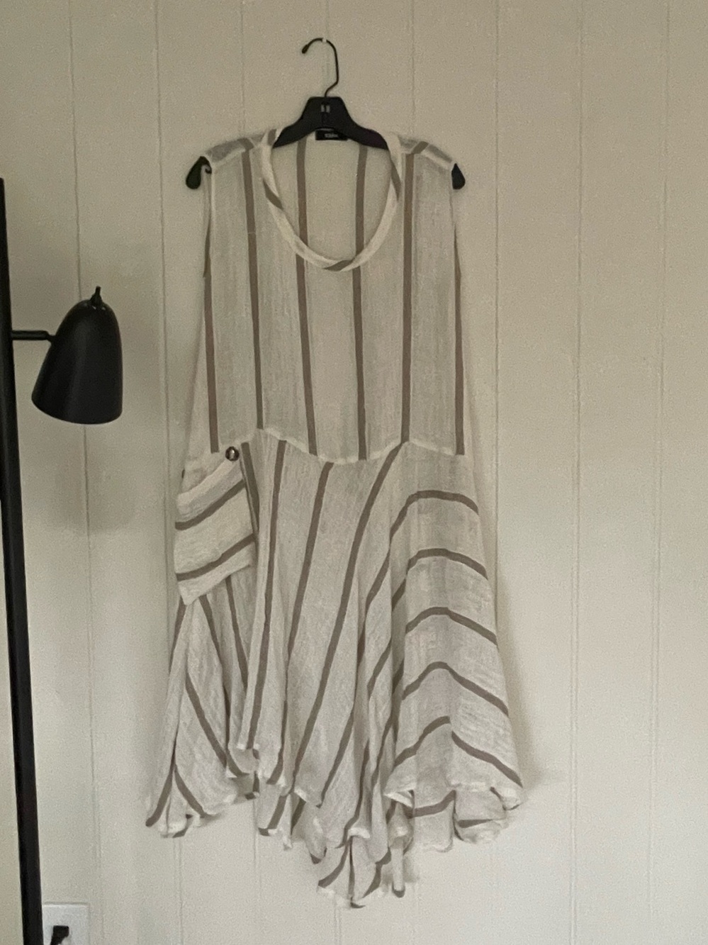 Ralston Sleeveless Striped Linen Tunic Dress - Cream & Taupe